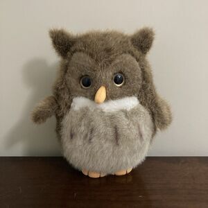 Alfas Fuzzy Town Horned Owl Plush Brown Stuffed Animal 10" sound works!